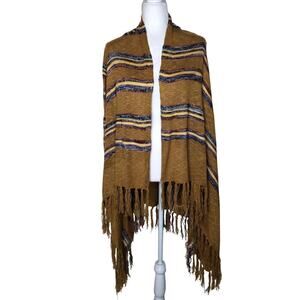 NWT Jodifl Fringe Pancho‎ Open Front Cardigan Boho Bohemian Retro Size: S/M